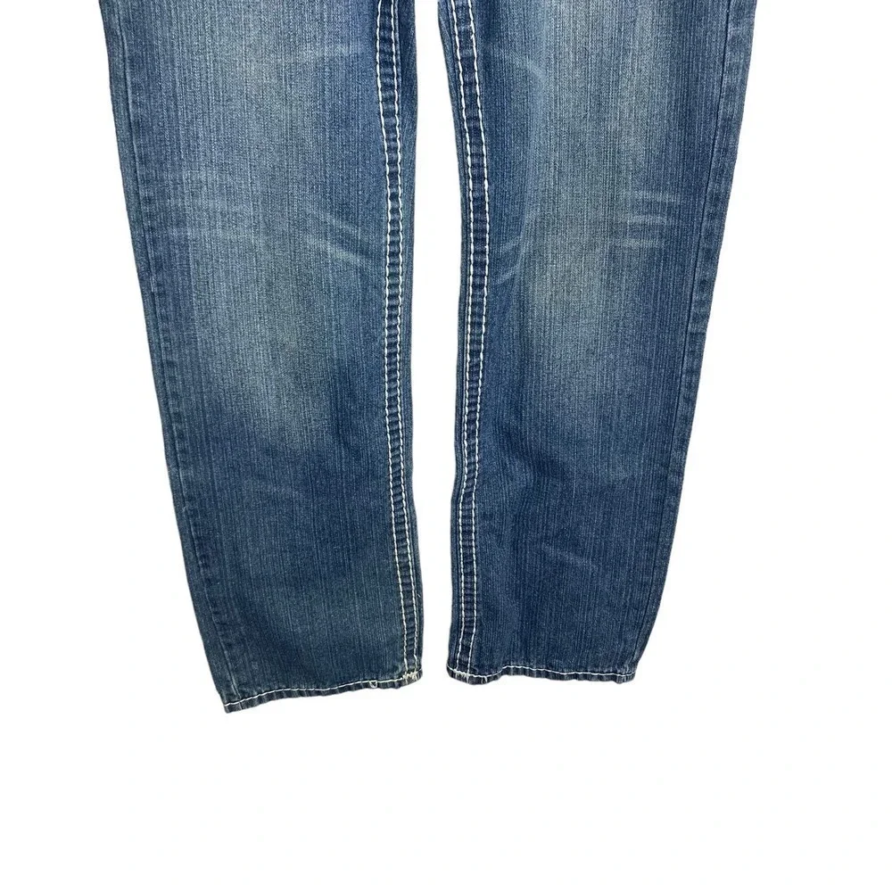True‎ Religion Joey Super T Blue Jeans White Contrast Stitch Mens 32 Made in USA